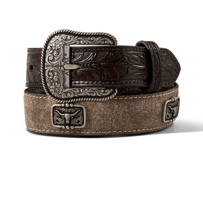 Ariat Kid's Tooled Longhorn Head Concho Belt