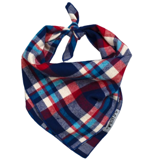 DOG-BANDANA-NAVY-RED-TURQUOISE-PLAID
