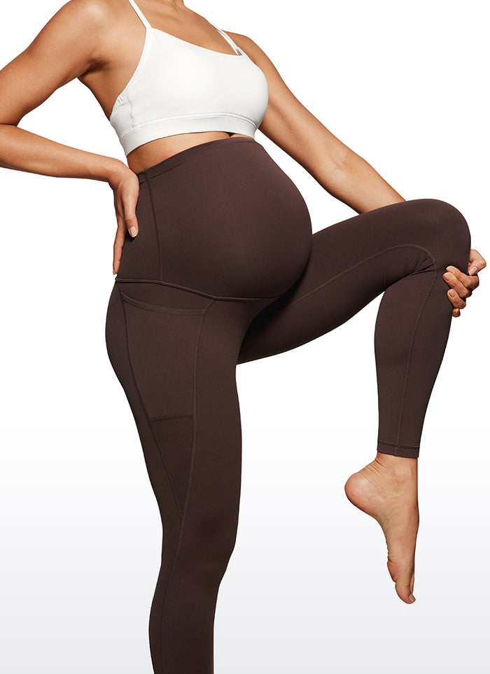CRZ YOGA Womens Butterluxe Maternity Leggings with Pockets 28" Hot Fudge Brown