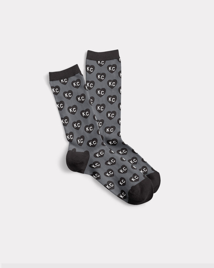 Charlie Hustle Unisex Black & Grey KC Heart Sock