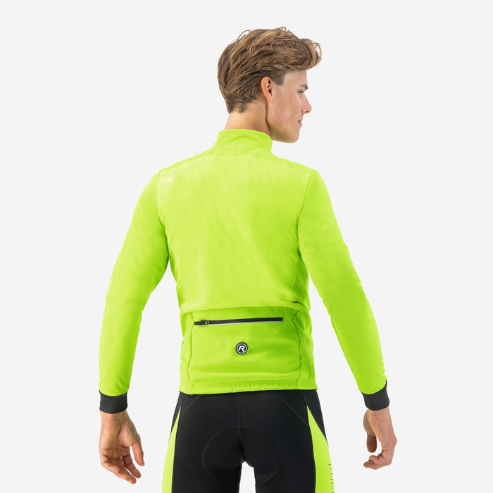 Rogelli Core fietsjack heren fluor gedragen achterkant.