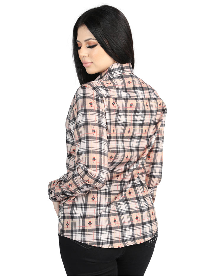 El General - Casual Long-Sleeve Shirt - Beige/Black