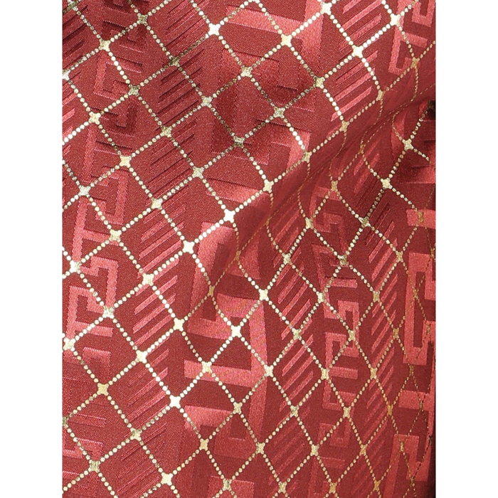 El General Boys’ Burgundy and Gold Greek Key Long Sleeve Western Shirt- print view