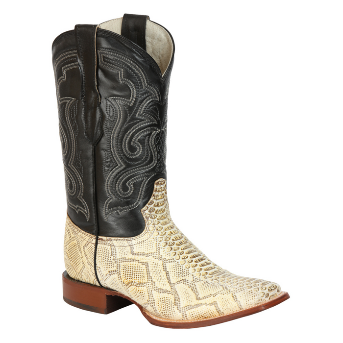 El General Men’s Imitation Python Print Rodeo Leather Boots - Natural