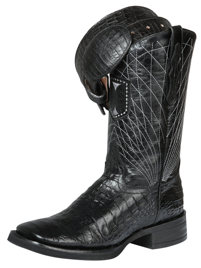 El General Rodeo - Imitation Alligator Print leather boots - Black