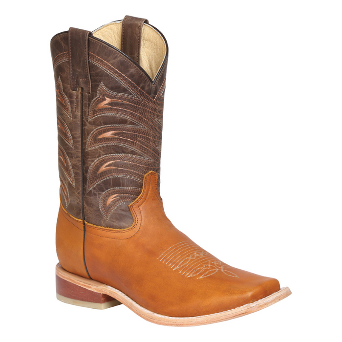 Brown and tan cowboy boot