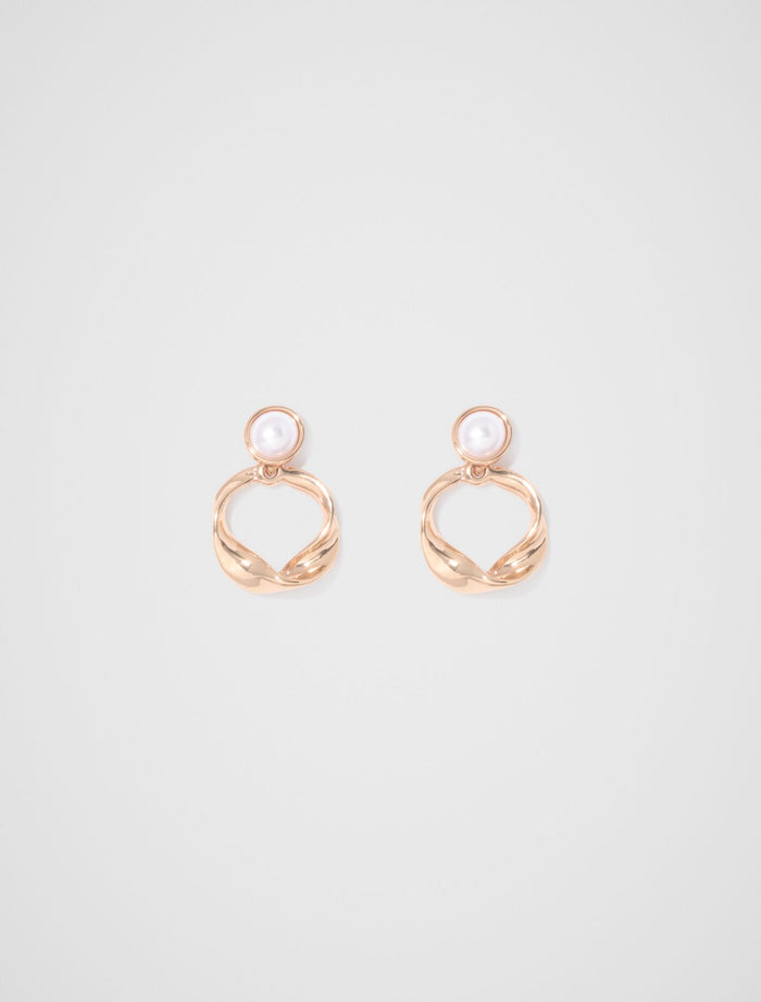Hailey Hoop Pearl Drop Earrings 0 Pearl Gold Forever New