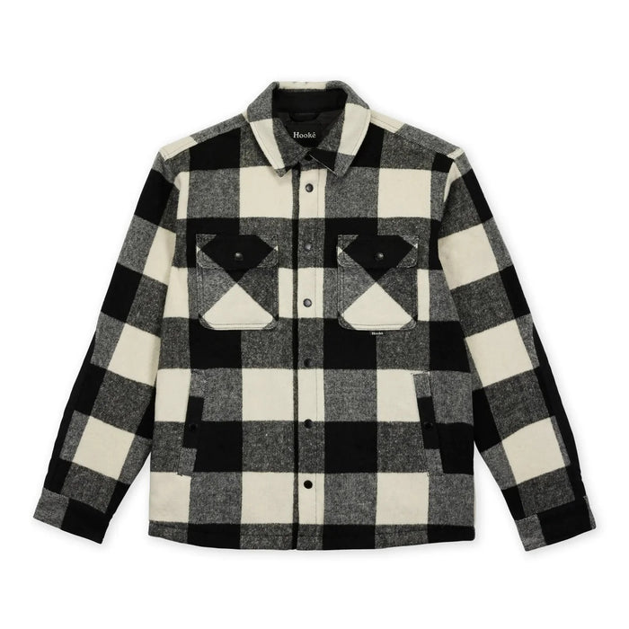 HOOKE CANADIAN INSULATED SHIRT BLACK & CREAM LONG SLEEVED BUTTON DOWN MENS SHIRT