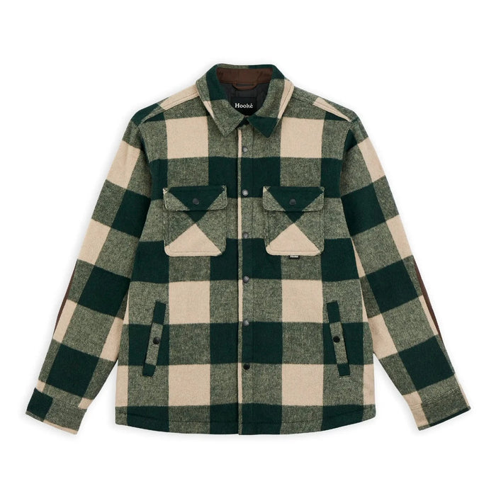 HOOKE CANADIAN INSULATED SHIRT FOREST GREEN & SAFARI MENS LONG SLEEVE BUTTON DOWN