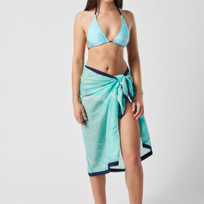 Kansas City Teal Town Swim Sarong