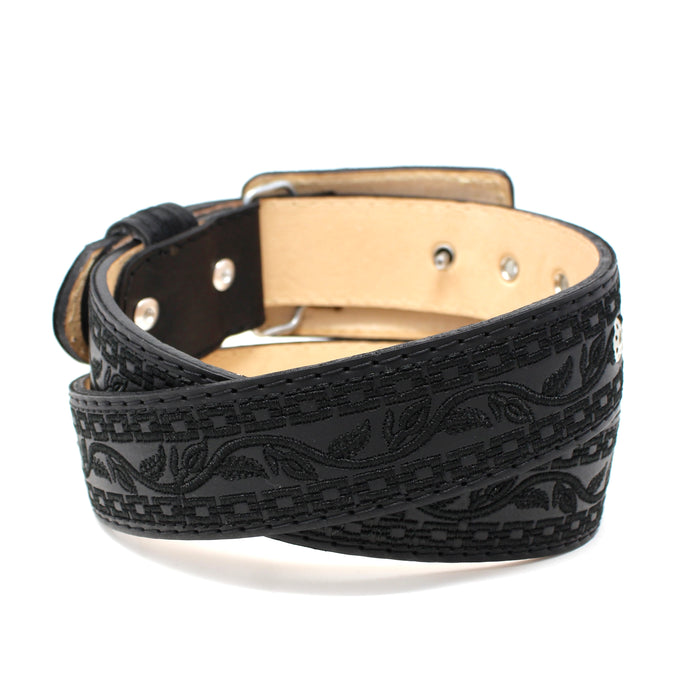 Laser Cowgirl Belt w/ Embroidery - Black