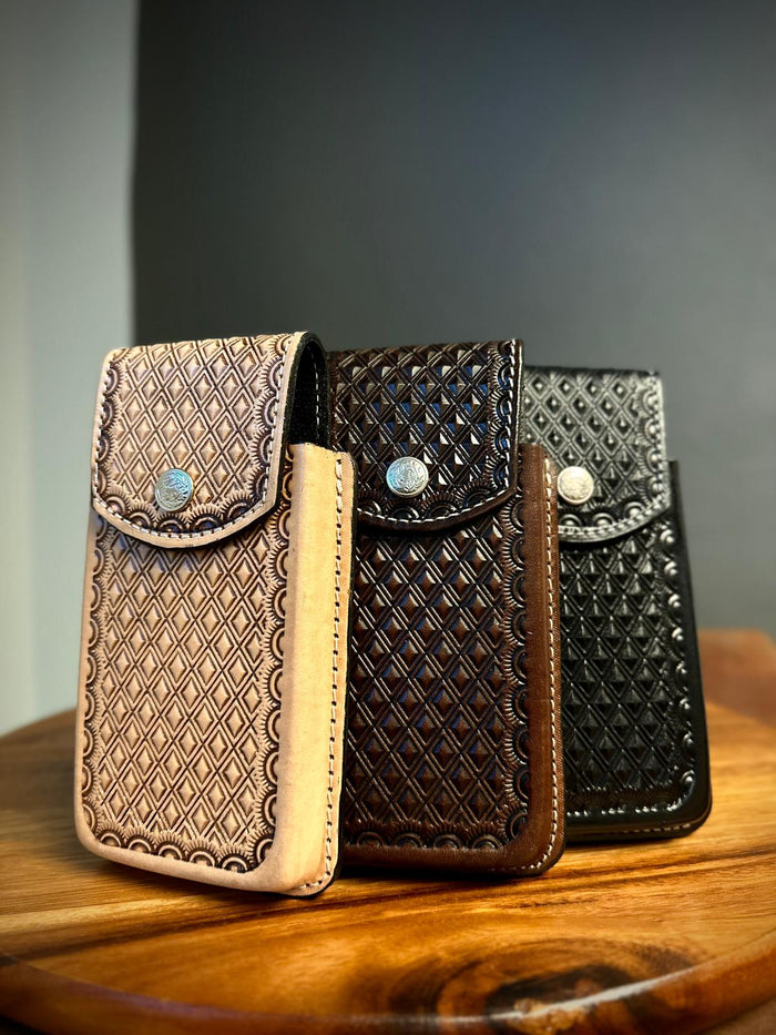 Leather Diamond Cell Phone Case- Black