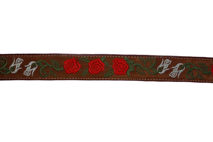 Leather Rose Belt w/ Square Buckle - Café