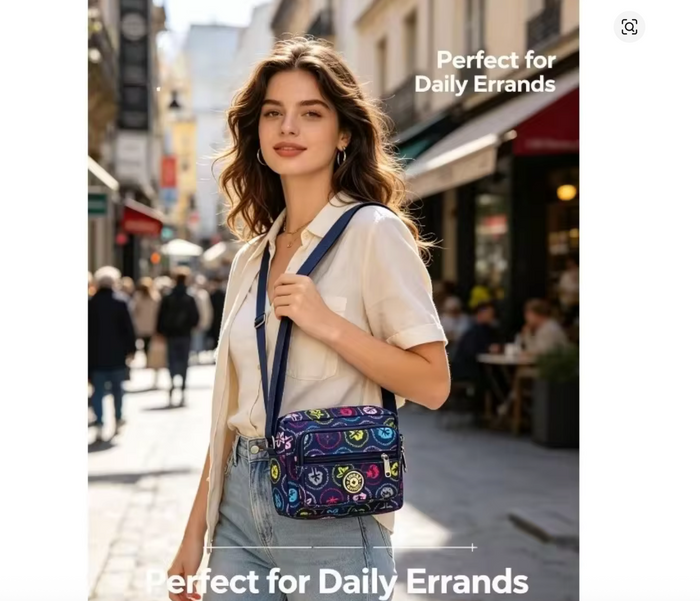 Lightweight Small Square Bag for All Seasons Floral Shoulder Messenger
