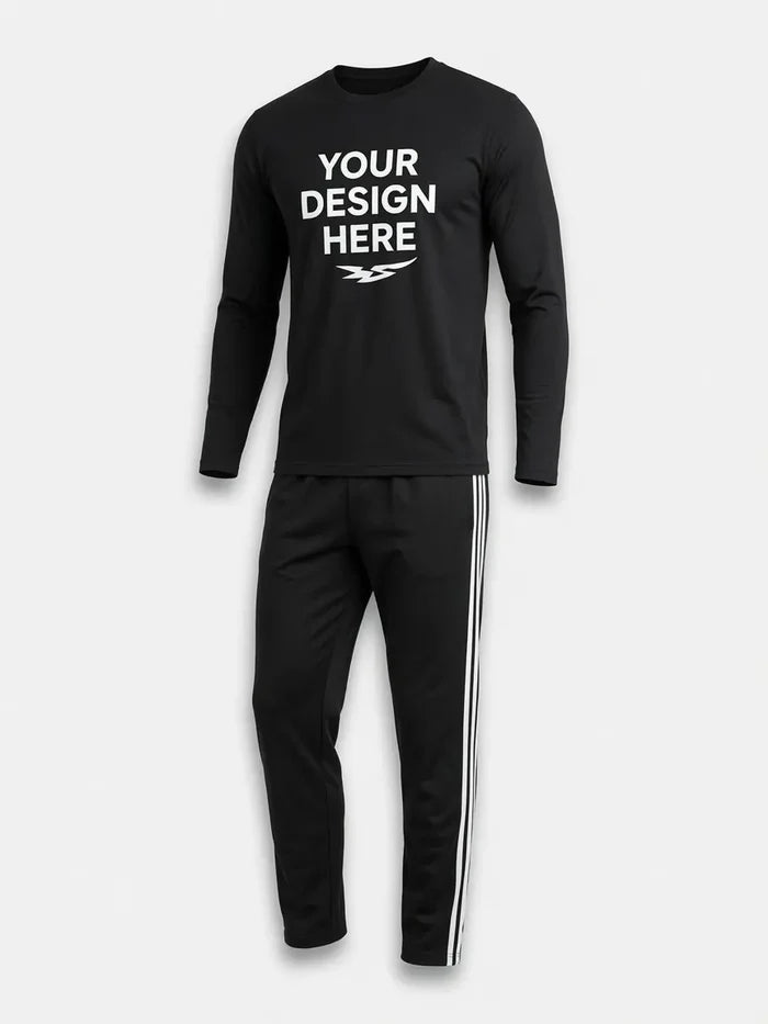 Men's Black Jersey Cotton Full Sleeve T-Shirt & Track Trouser Set