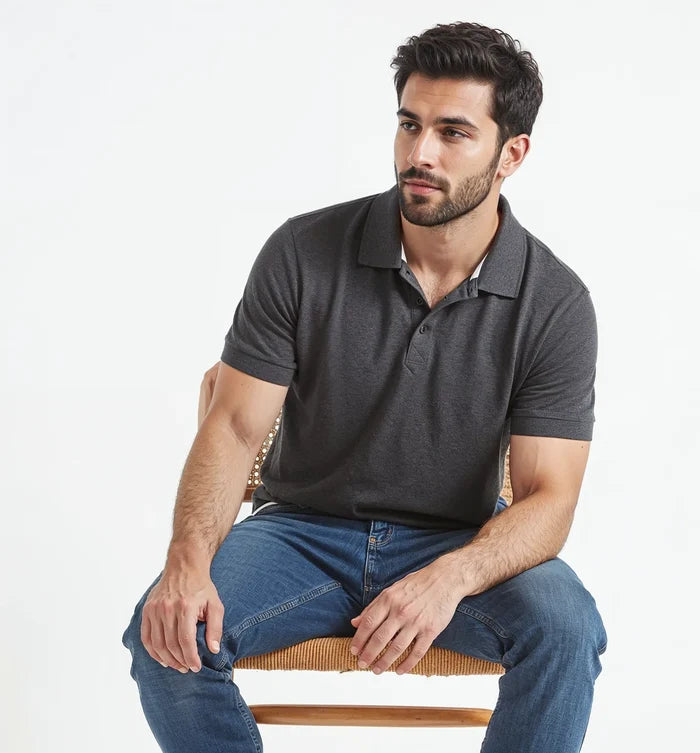 Men Smart Casual Charcoal Polo Shirt - Hinz Clothing