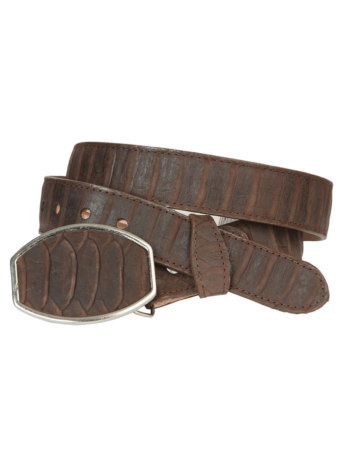 Men’s Western Belt El General Imitation Python Print - Brown