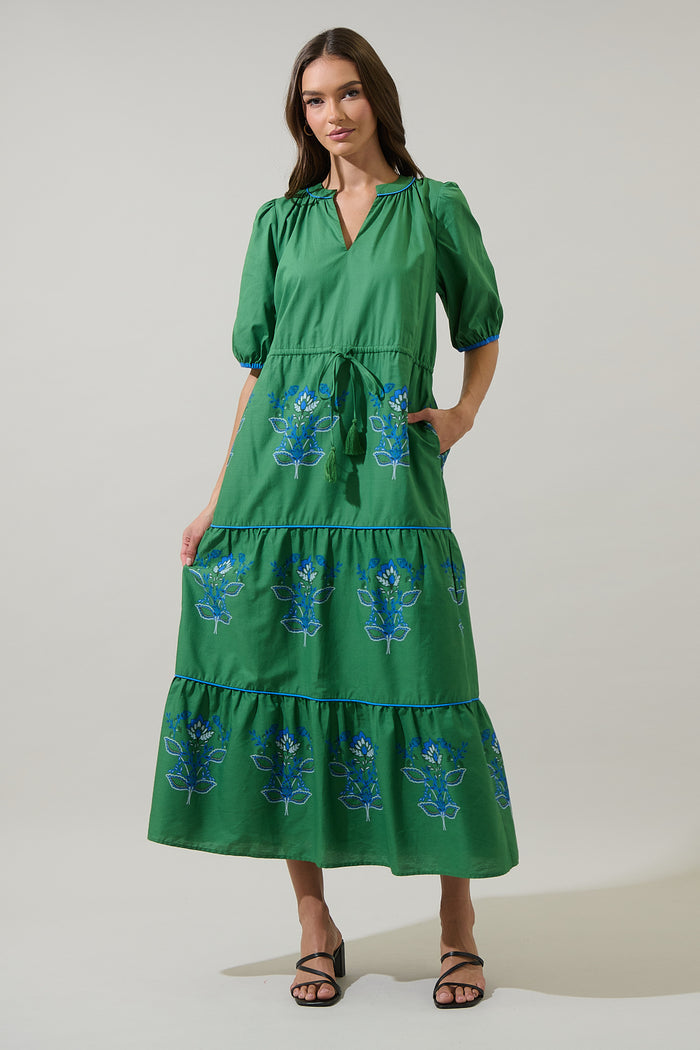 Meridy Floral Vonie Tiered Midi Dress