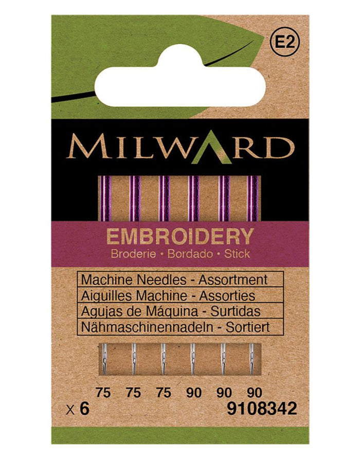 Milward Green Sewing Machine Needles - Embroidery Assorted Sizes