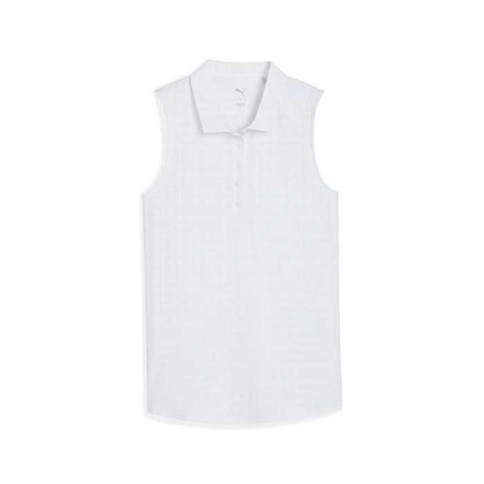 New Puma Women's White Houndstooth Sleeveless Golf Polo MSP$65