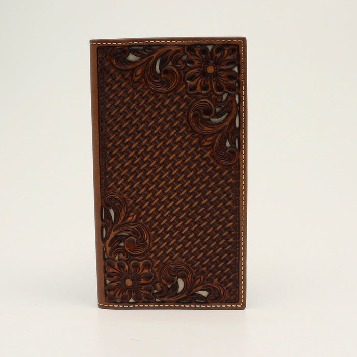 Nocona Basket Weave Floral Tooled Wallet