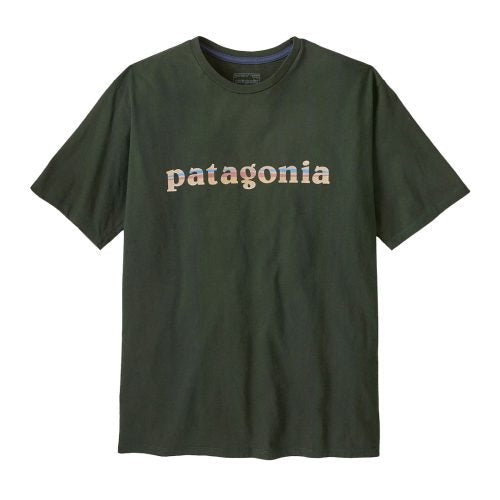 PATAGONIA '73 TEXT LOGO ORGANIC OLD GROWTH GREEN MENS T-SHIRT