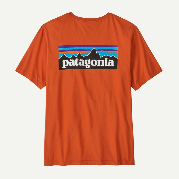 PATAGONIA P-6 LOGO COAL ORANGE MENS T-SHIRT