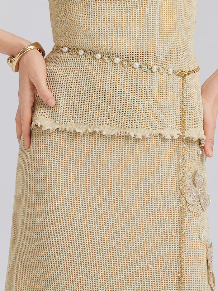 Pearl Crystal Ring Waist Chain
