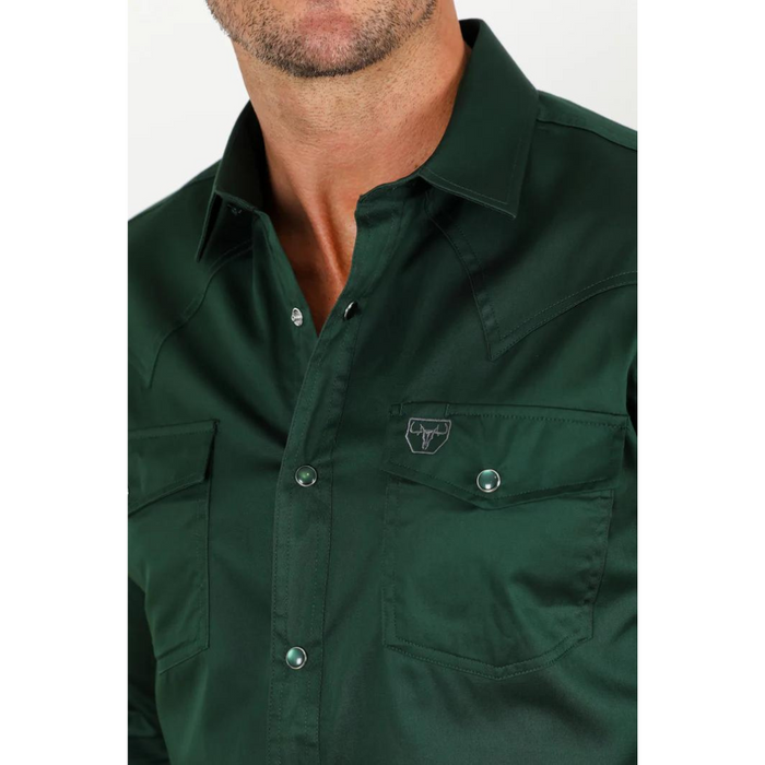 Platini Men's Modern Fit Snap Green Dress Shirt