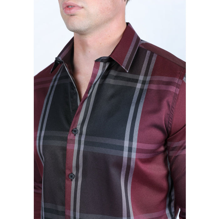 Platini Men’s Plaid Digital Print Shirt - Black