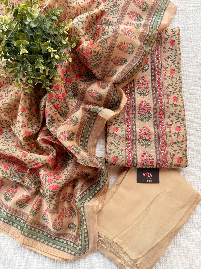 Printed chanderi suit material