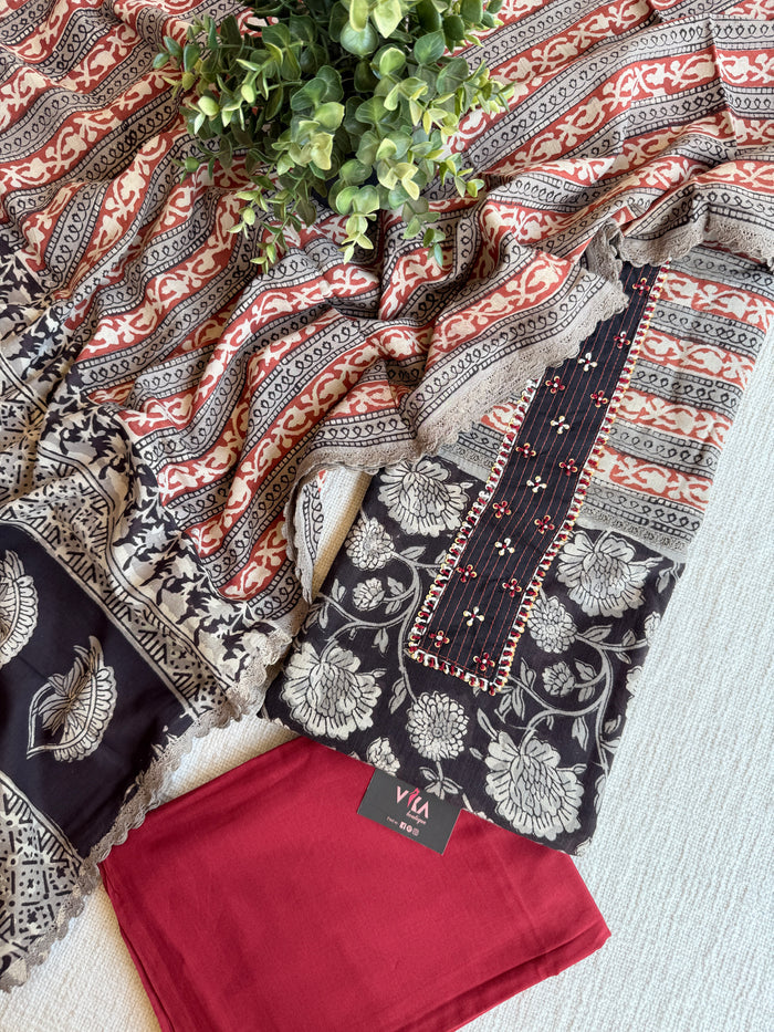 Printed cotton salwar suit material