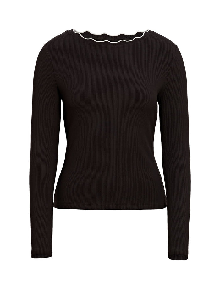 Rebecca Scallop Long Sleeve Top Forever New