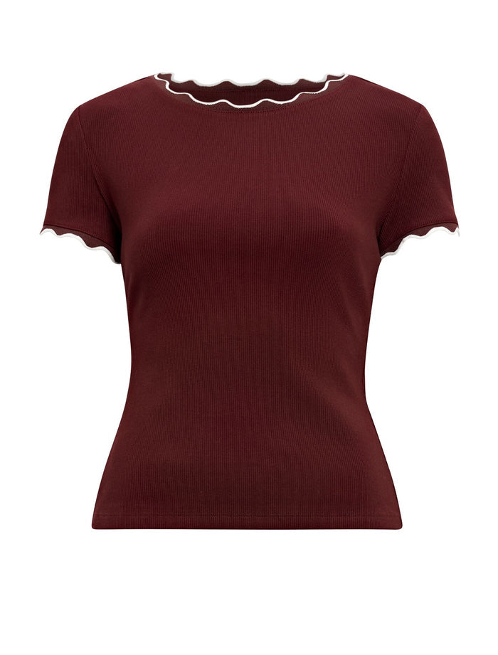 Rebecca Scallop Trim T-Shirt Forever New