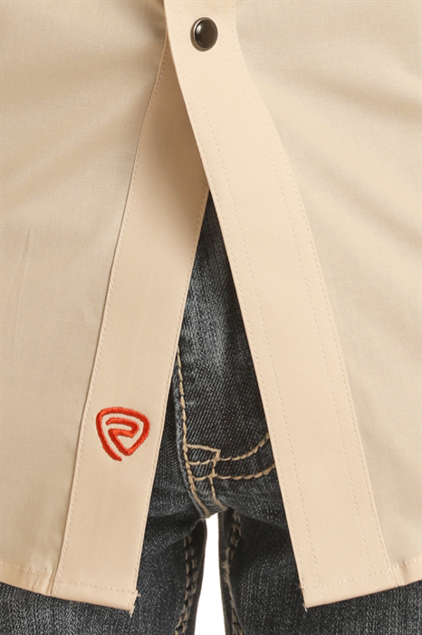 Rock & Roll Denim Tek Double Pocket Embroidered Short Sleeve Snap Shirt