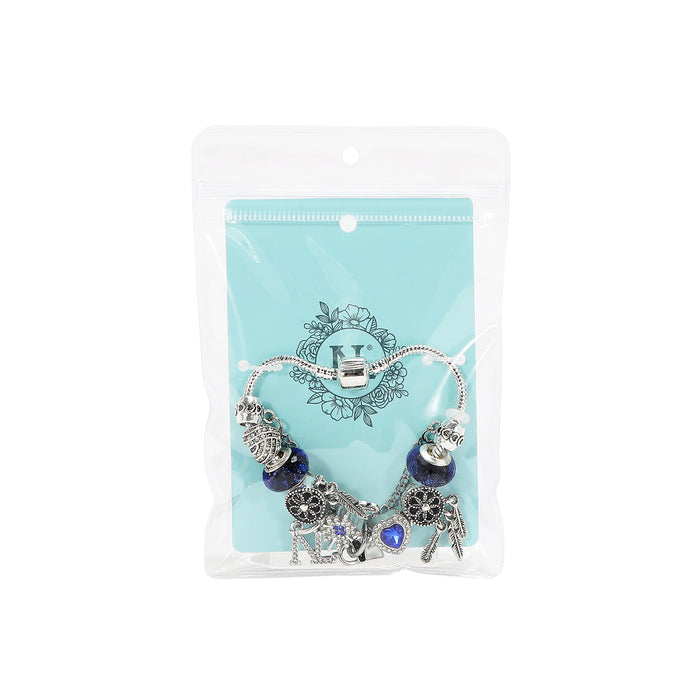 SILVER CHARM BRACELET BLUE