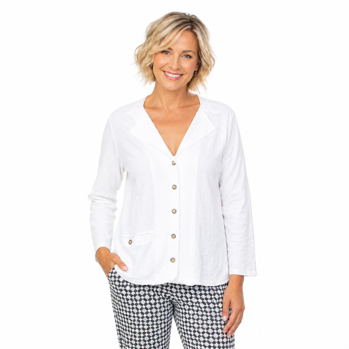 Soft Peruvian Cotton Cardigan in White - 27545-WHT