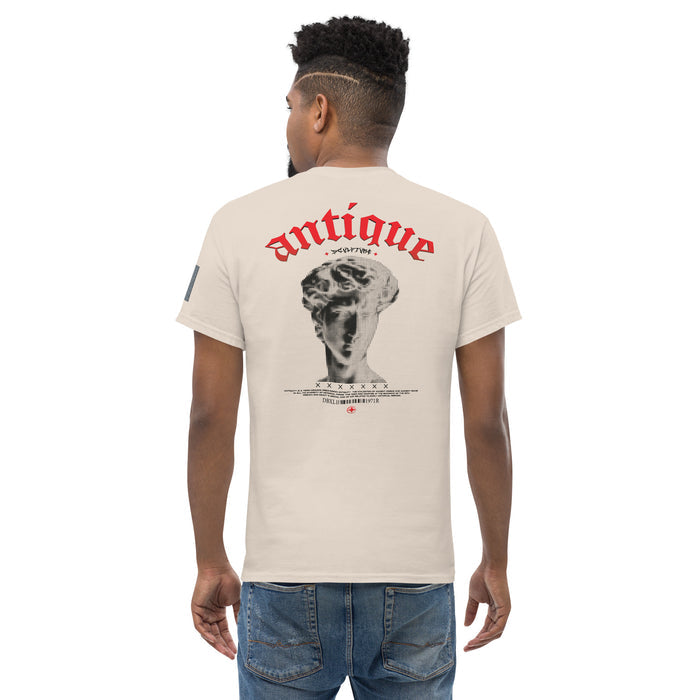T-shirt Classique Antique Beige Clair dos - buste classique et effet de fumée sous le mot antique gothique