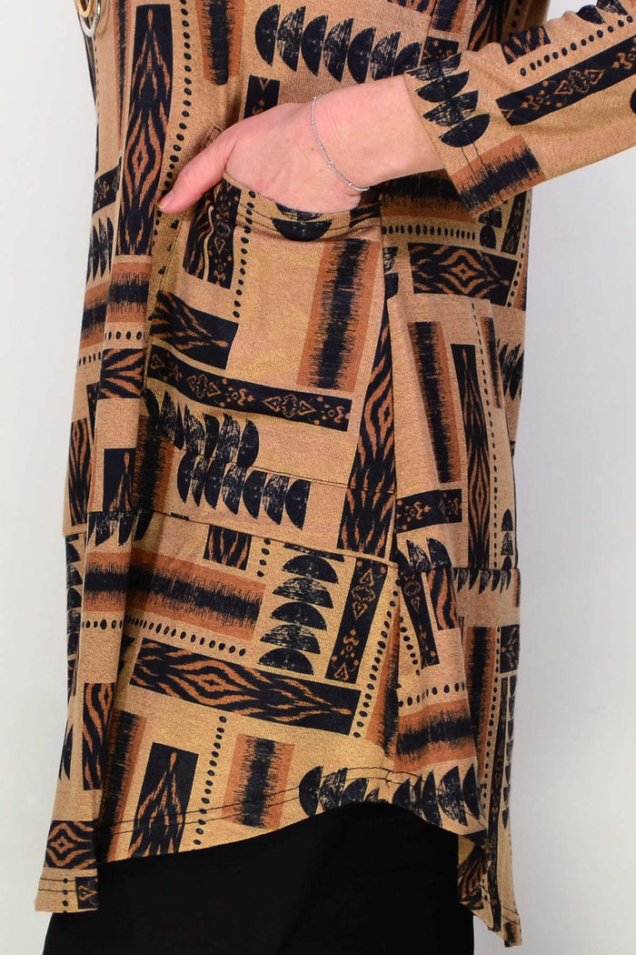 Tan Women's Tunic Top with Pockets