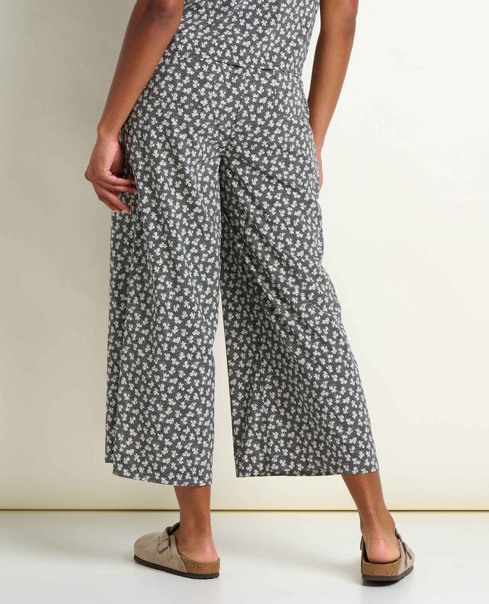 TOAD&CO SUNKISSED WIDE LEG CROP PANT BLACK & SALT PRINT WOMENS PANT