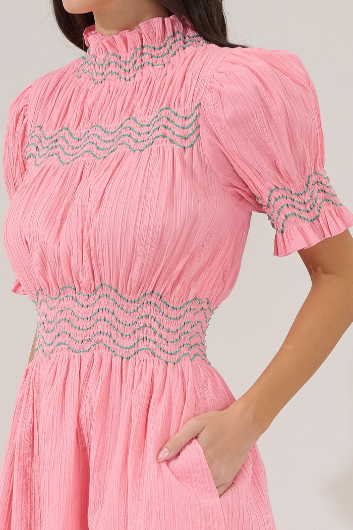 Tracey Wavy Smocked Mini Dress