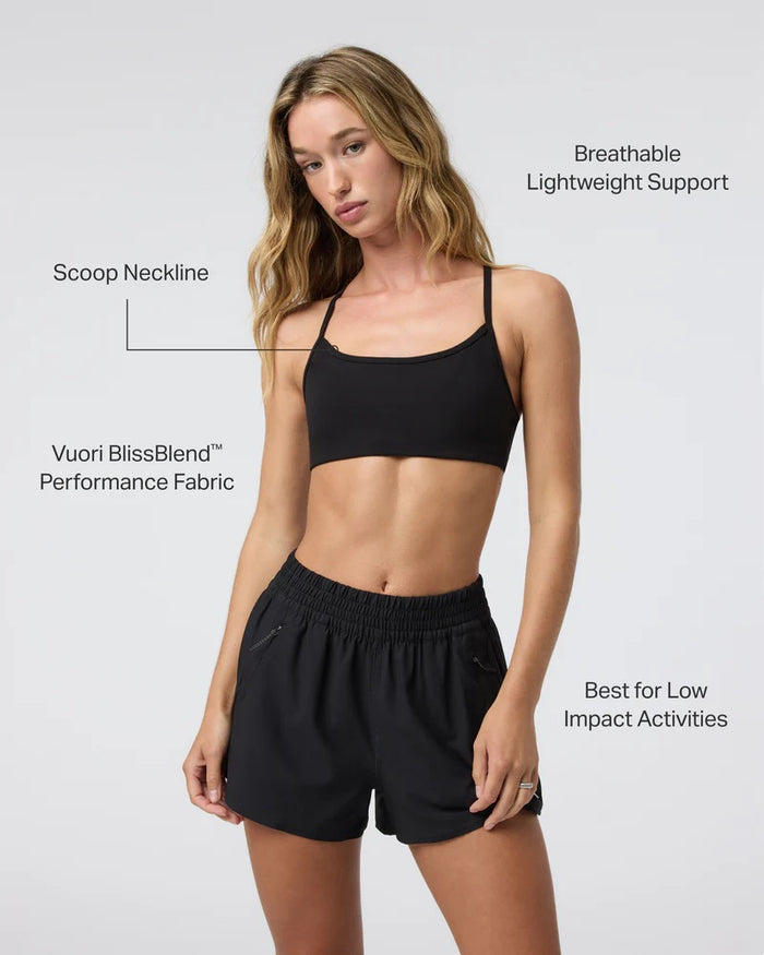 VUORI ALL THE FEELS BRA BLACK WOMENS TOP