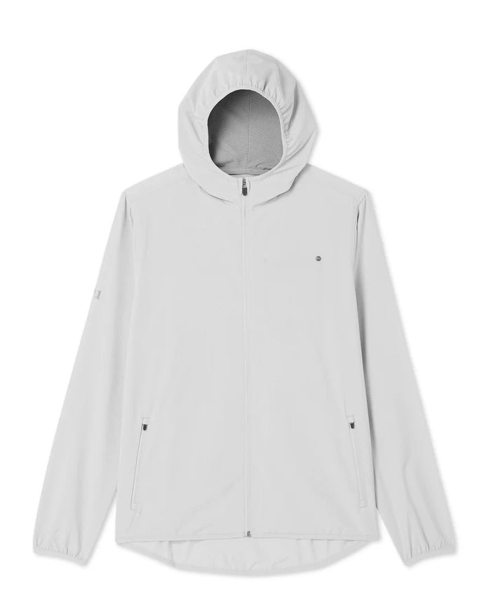 VUORI OUTDOOR TRAINER SHELL GREY MIST LINEN TEXTURE MENS JACKET