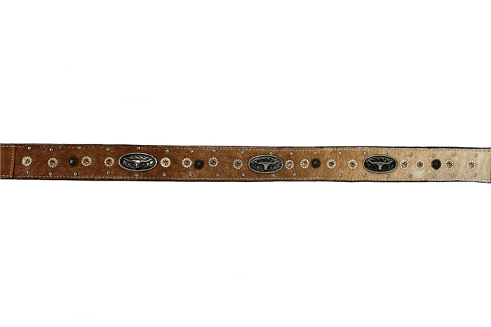Western Concho Belt w/ Cowhide