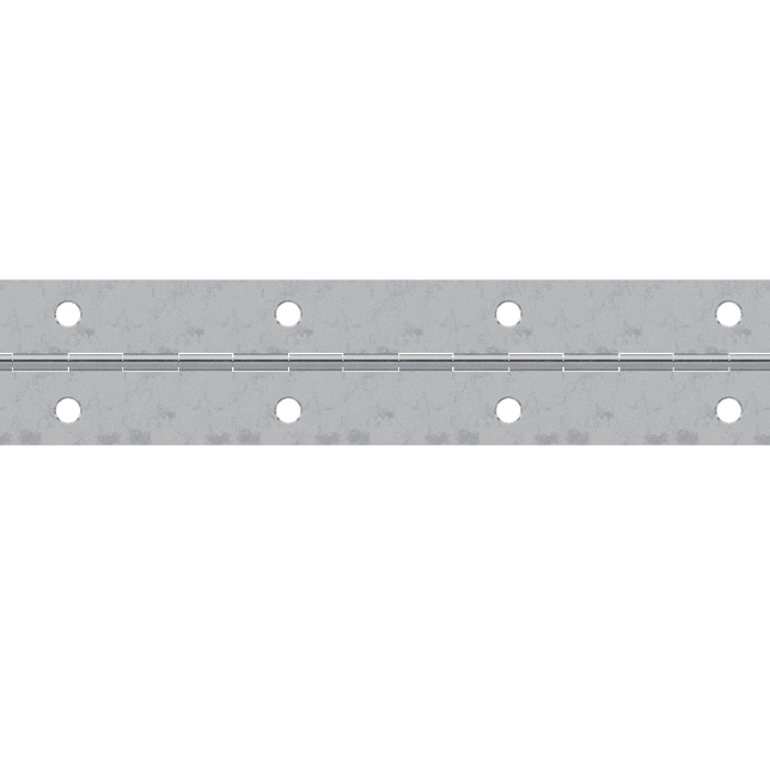 1.50in Open x 72in Long x 0.034in Thick, Steel Continuous Hinge with Zinc Plate & Mounting Holes