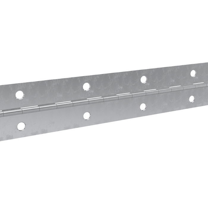 1.50in Open x 72in Long x 0.034in Thick, Steel Continuous Hinge with Zinc Plate & Mounting Holes