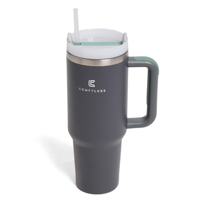 40 oz. Solid Charcoal Tumbler with Straw