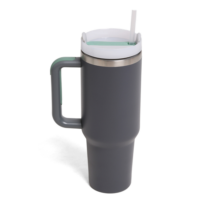 40 oz. Solid Charcoal Tumbler with Straw