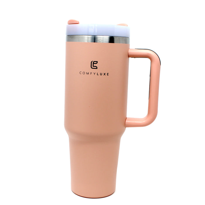 40 oz. Solid Pink Tumbler with Straw