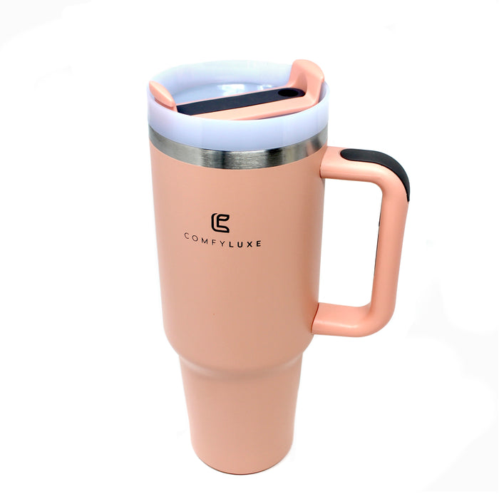 40 oz. Solid Pink Tumbler with Straw